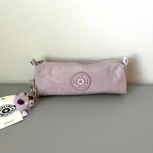 Kipling Freedom Pencil Pouch True Black Nylon with Monkey Charm NWT